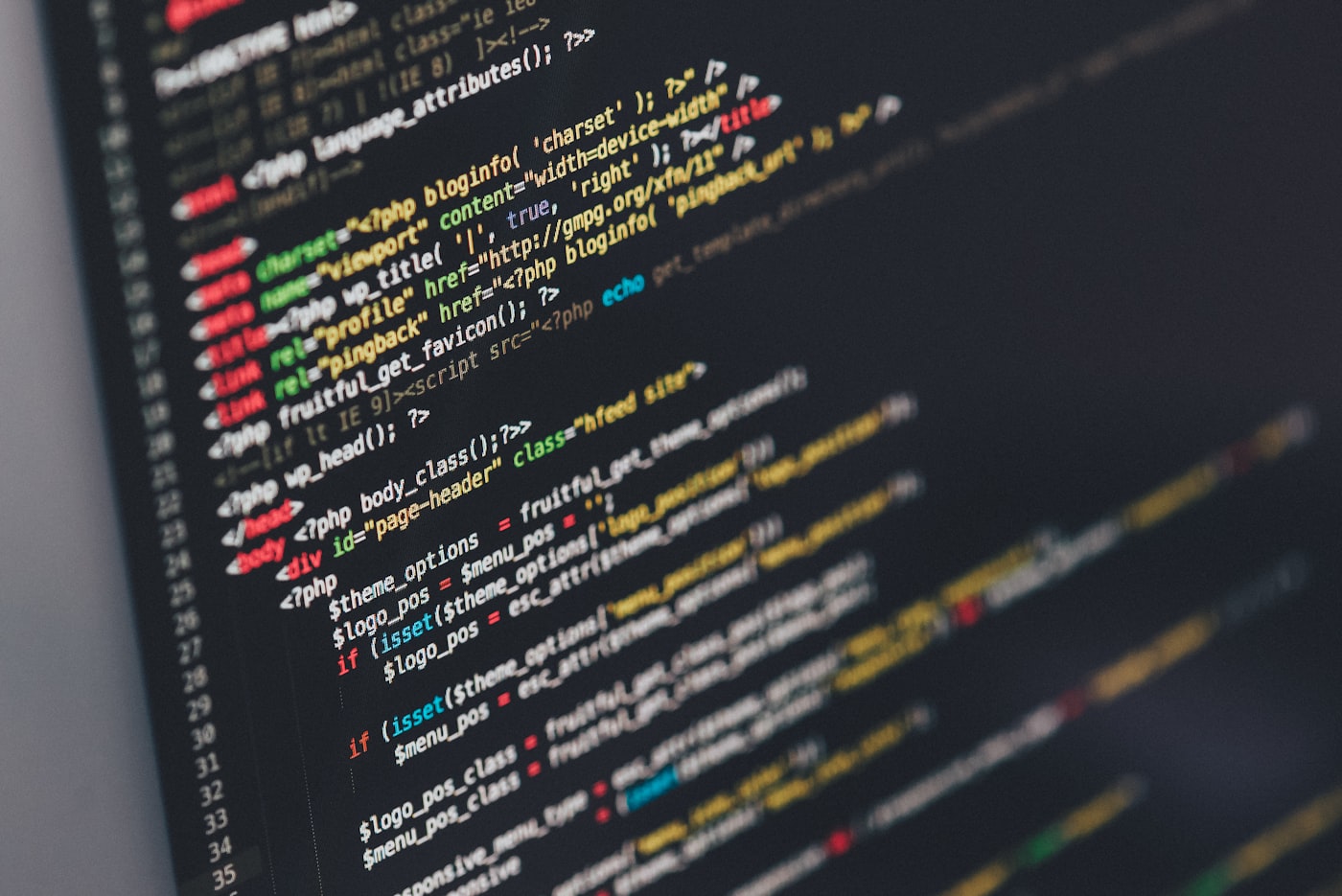 Source code on a dark editor, in cool tones
